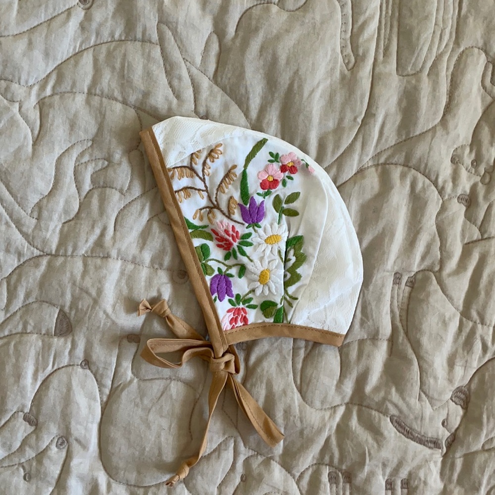 Embroidered baby bonnet